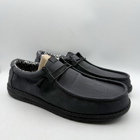 Hey Dude Mens Wallly Stretch Shoes US 15 Wide EU 48 Black Canvas Slip On NIB main image 6